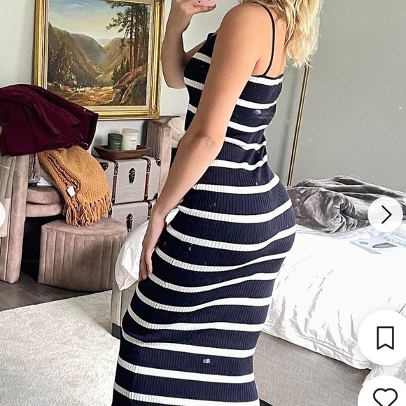 Zara Black and White Striped Body Con Dress - Picture 2 of 6